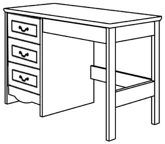 Madison Open Leg Pedestal Desk w\/3 Equal Drawers & Pencil Drawer, 42"W